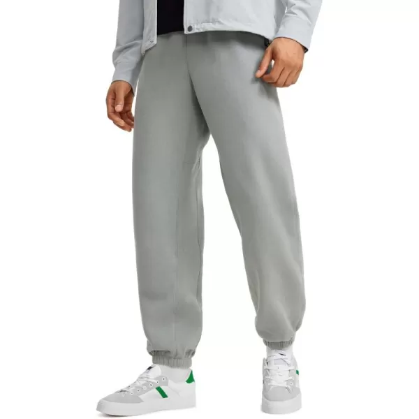 CRZ YOGA Cotton Fleece Sweatpants for Men 32quot Loosed Fit Lounge Casual Elastic Bottom Sweat Pants with Zipper PocketsSterling