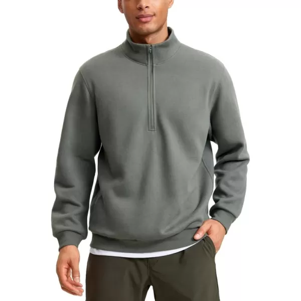 CRZ YOGA Fleece Lined Half Zip Sweatshirts for Men Mock Neck Pullover Sweatshirt Casual Workout Daily SweatersGrey Sage