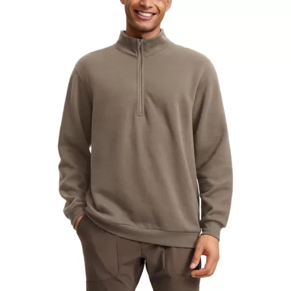 CRZ YOGA Fleece Lined Half Zip Sweatshirts for Men Mock Neck Pullover Sweatshirt Casual Workout Daily SweatersNomad Grey