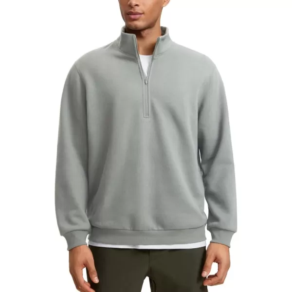 CRZ YOGA Fleece Lined Half Zip Sweatshirts for Men Mock Neck Pullover Sweatshirt Casual Workout Daily SweatersSterling