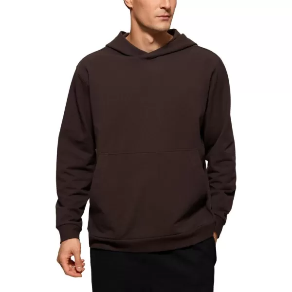 CRZ YOGA Mens Fleece Hoodies Basic Casual Hooded Sweatshirts Long Sleeve Pullover Workout Hoodie Tops with PocketHot Fudge Brown