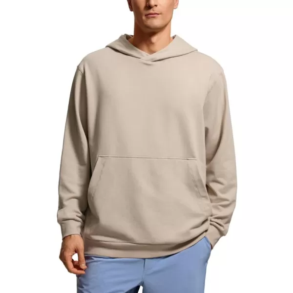 CRZ YOGA Mens Fleece Hoodies Basic Casual Hooded Sweatshirts Long Sleeve Pullover Workout Hoodie Tops with PocketMojave Tan