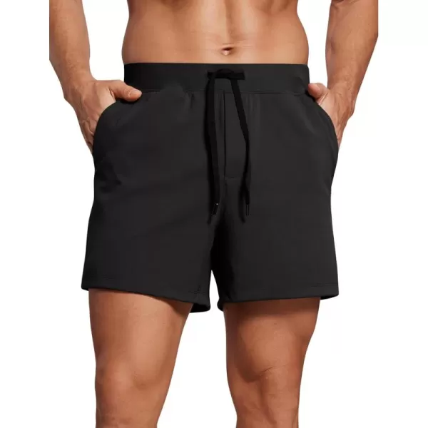 CRZ YOGA Mens FourWay Stretch Workout Shorts  5quot Soft Durable Casual Athletic Shorts with Pocket Gym Running HikingBlack