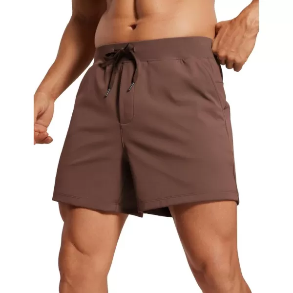 CRZ YOGA Mens FourWay Stretch Workout Shorts  5quot Soft Durable Casual Athletic Shorts with Pocket Gym Running HikingCoffee Brown