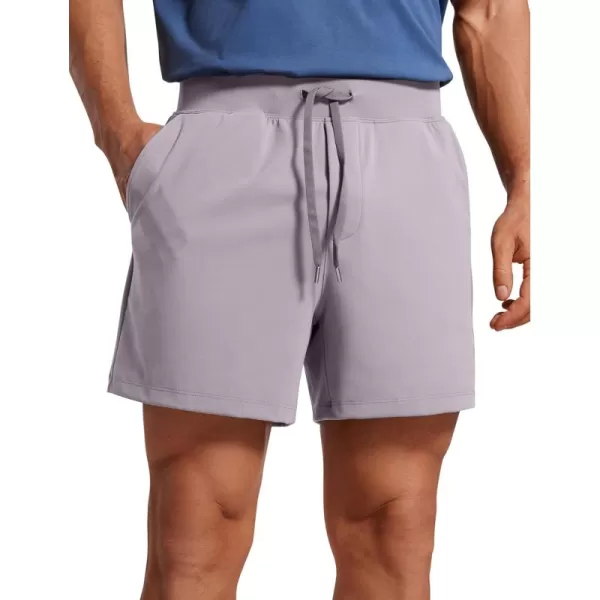 CRZ YOGA Mens FourWay Stretch Workout Shorts  5quot Soft Durable Casual Athletic Shorts with Pocket Gym Running HikingGull Gray
