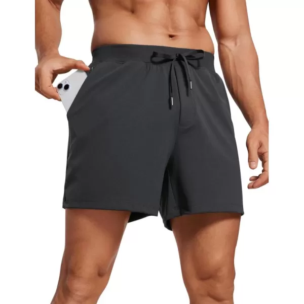 CRZ YOGA Mens FourWay Stretch Workout Shorts  5quot Soft Durable Casual Athletic Shorts with Pocket Gym Running HikingInk Gray