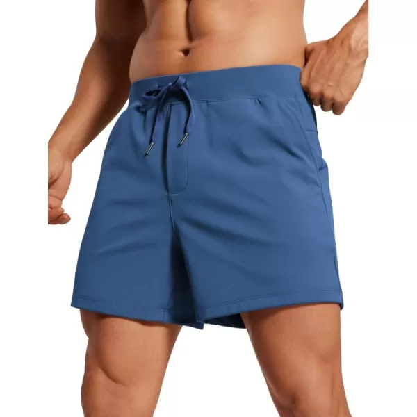 CRZ YOGA Mens FourWay Stretch Workout Shorts  5quot Soft Durable Casual Athletic Shorts with Pocket Gym Running HikingPitch Blue