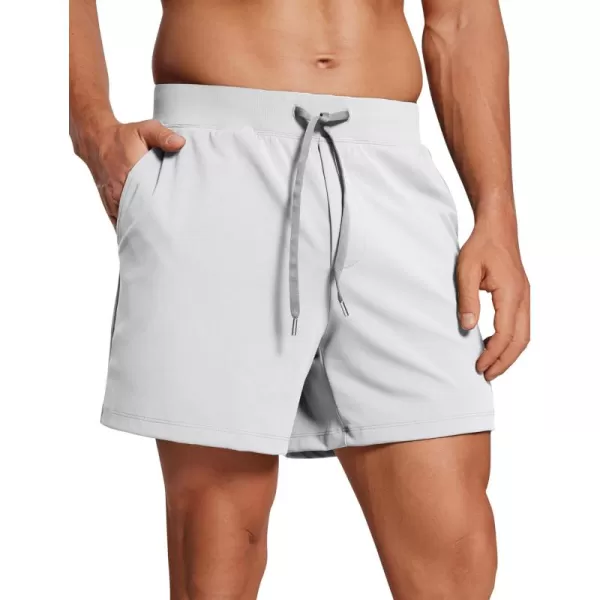 CRZ YOGA Mens FourWay Stretch Workout Shorts  5quot Soft Durable Casual Athletic Shorts with Pocket Gym Running HikingPlatinum Grey