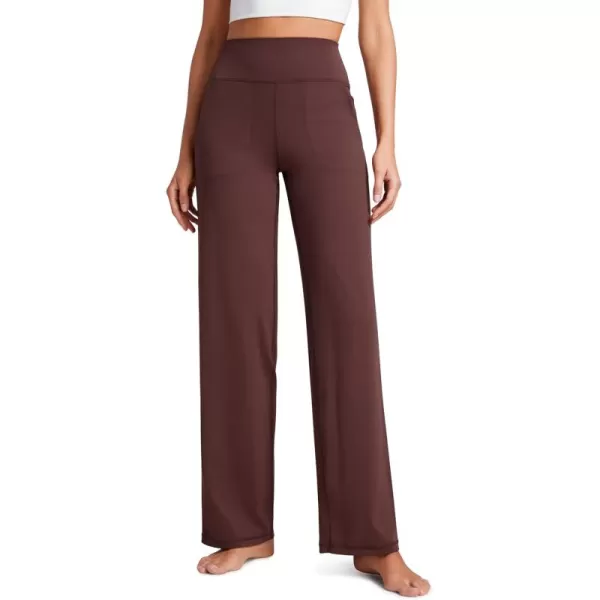 CRZ YOGA Womens Butterluxe High Waist Wide Leg Pants with Pockets 31quot  Buttery Soft Comfy Casual Yoga Lounge PantsTaupe
