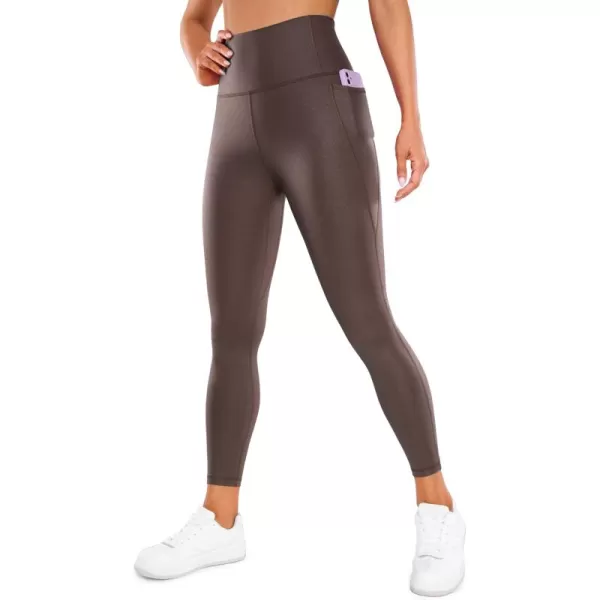 CRZ YOGA Womens Butterluxe Matte Faux Leather Leggings 25quot  High Waisted Buttery Soft Lounge Pockets LeggingsTaupe Classic Pattern
