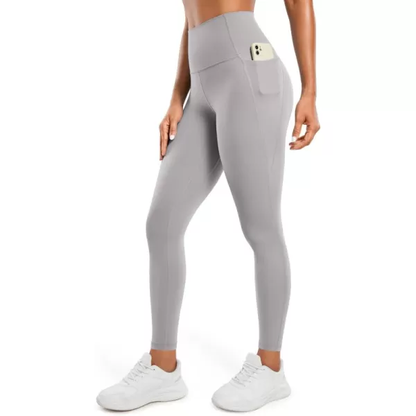 CRZ YOGA Womens Butterluxe Workout Leggings 28 Inches  High Waisted Gym Yoga Pants with Pockets Running Buttery SoftGull Gray