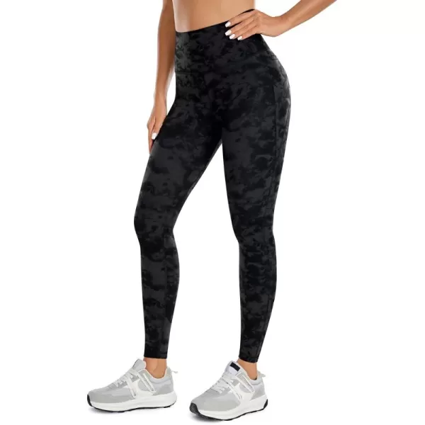 CRZ YOGA Womens Butterluxe Workout Leggings 28 Inches  High Waisted Gym Yoga Pants with Pockets Running Buttery SoftTie Dye Smoke Ink
