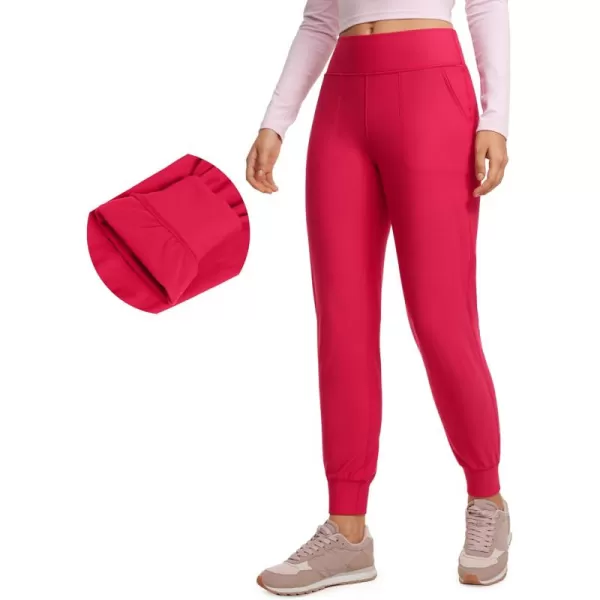 CRZ YOGA Womens Fleece Lined Workout Joggers with Pockets 275quot  Hiking Running Outdoor Pants Water Resistant Winter WarmViva Magenta