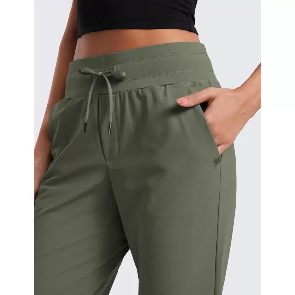 imageCRZ YOGA All Day Comfy Joggers for Women Golf Work Casual Hiking Travel Pants with PocketsLight Army Green