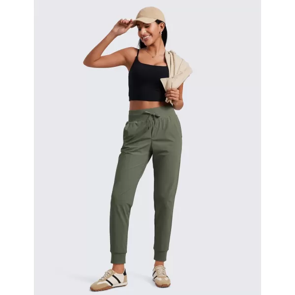 imageCRZ YOGA All Day Comfy Joggers for Women Golf Work Casual Hiking Travel Pants with PocketsLight Army Green