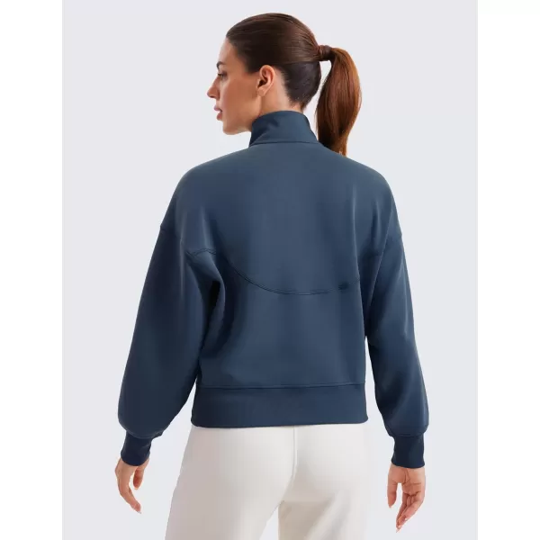 imageCRZ YOGA SoftAura Half Zip Sweatshirt for Women Long Sleeve Pullover Tops Workout Casual Funnel Neck Sweatshirts with PocketInk Blue