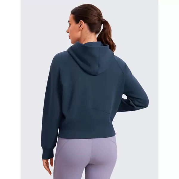 imageCRZ YOGA Womens SoftAura Full Zip Up Hoodie Workout Casual Hooded Sweatshirt Long Sleeve Athletic Jacket with Thumb HolesInk Blue