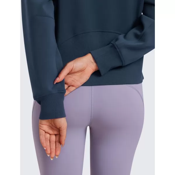 imageCRZ YOGA Womens SoftAura Full Zip Up Hoodie Workout Casual Hooded Sweatshirt Long Sleeve Athletic Jacket with Thumb HolesInk Blue