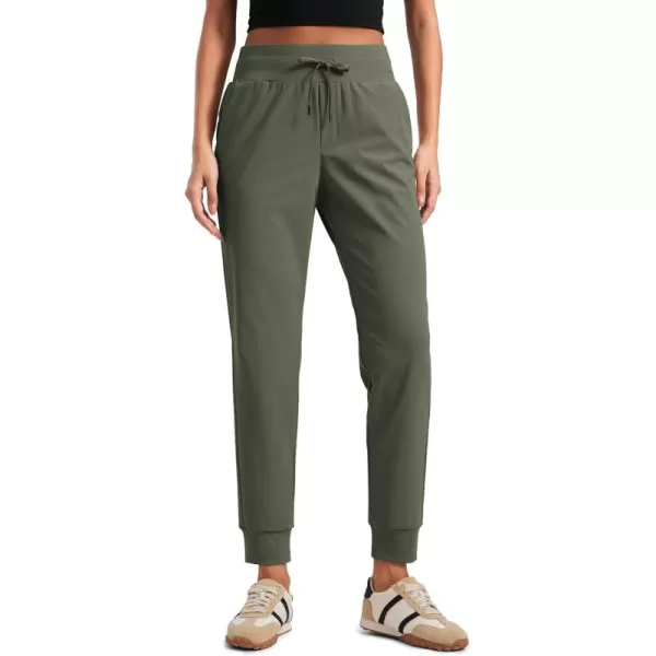 imageCRZ YOGA All Day Comfy Joggers for Women Golf Work Casual Hiking Travel Pants with PocketsLight Army Green