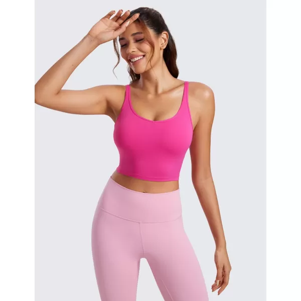imageCRZ YOGA ButterluxeLight Womens V Neck Longline Sports Bra  Spaghetti Straps Workout Crop Top Padded Yoga BraHibiscus Purple