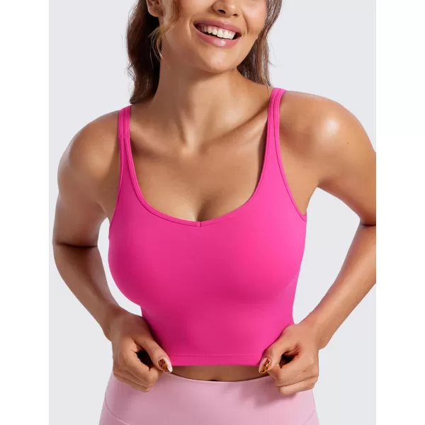 imageCRZ YOGA ButterluxeLight Womens V Neck Longline Sports Bra  Spaghetti Straps Workout Crop Top Padded Yoga BraHibiscus Purple