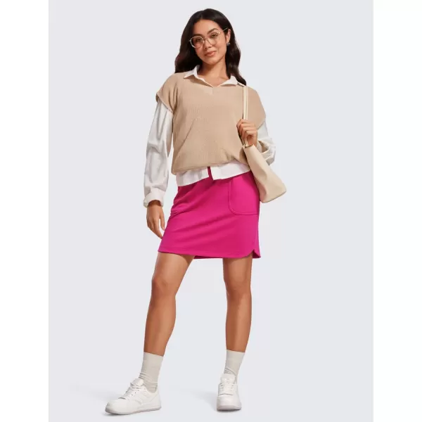 imageCRZ YOGA Comfy Cotton Sweat Skirts for Women 17 Linerless Casual Work Lounge Athletic Jersey Skirt with PocketsGranita Pink