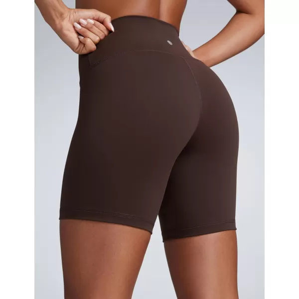 imageCRZ YOGA Women Butterbreeze Athletic Biker Shorts 6 Inches  High Waist Workout Gym Running Volleyball Yoga Spandex ShortsHot Fudge Brown