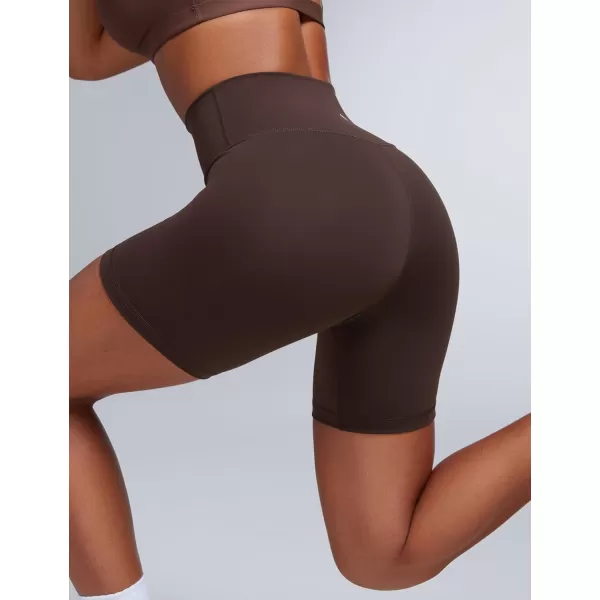 imageCRZ YOGA Women Butterbreeze Athletic Biker Shorts 6 Inches  High Waist Workout Gym Running Volleyball Yoga Spandex ShortsHot Fudge Brown