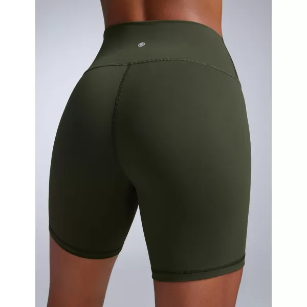 imageCRZ YOGA Women Butterbreeze Athletic Biker Shorts 6 Inches  High Waist Workout Gym Running Volleyball Yoga Spandex ShortsOlive Green