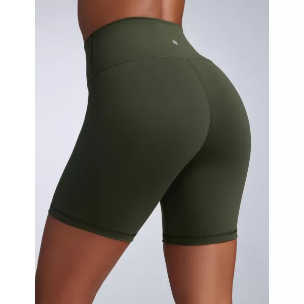 imageCRZ YOGA Women Butterbreeze Athletic Biker Shorts 6 Inches  High Waist Workout Gym Running Volleyball Yoga Spandex ShortsOlive Green