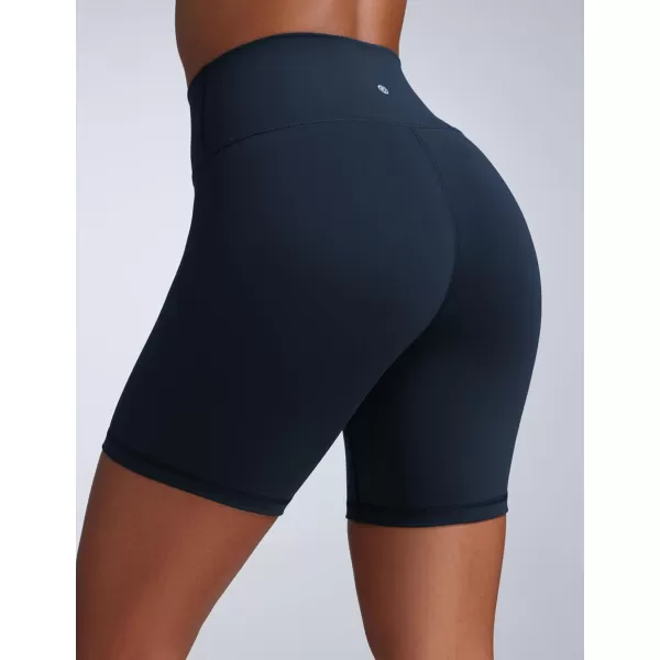 imageCRZ YOGA Women Butterbreeze Athletic Biker Shorts 6 Inches  High Waist Workout Gym Running Volleyball Yoga Spandex ShortsTrue Navy