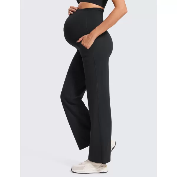 imageCRZ YOGA Women Butterluxe Maternity Wide Leg Pants with Pockets 315quot  Over The Belly Workout Yoga Pants PregnancyBlack