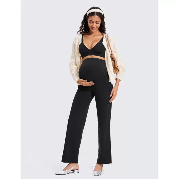 imageCRZ YOGA Women Butterluxe Maternity Wide Leg Pants with Pockets 315quot  Over The Belly Workout Yoga Pants PregnancyBlack