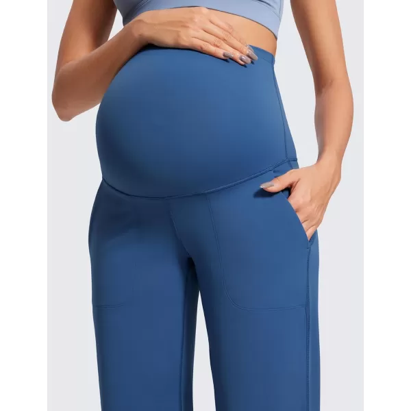imageCRZ YOGA Women Butterluxe Maternity Wide Leg Pants with Pockets 315quot  Over The Belly Workout Yoga Pants PregnancyPitch Blue