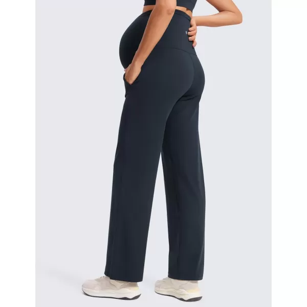 imageCRZ YOGA Women Butterluxe Maternity Wide Leg Pants with Pockets 315quot  Over The Belly Workout Yoga Pants PregnancyTrue Navy