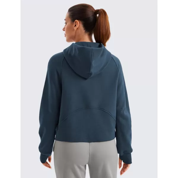 imageCRZ YOGA Womens Fleece Lined Full Zip Hoodies Oversized Long Sleeve Casual Workout Hooded Sweatshirt with Thumb HolesInk Blue