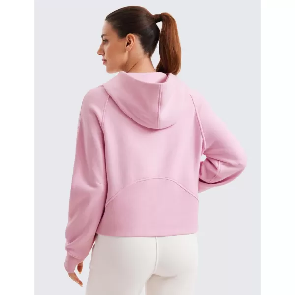 imageCRZ YOGA Womens Fleece Lined Full Zip Hoodies Oversized Long Sleeve Casual Workout Hooded Sweatshirt with Thumb HolesPink Peony