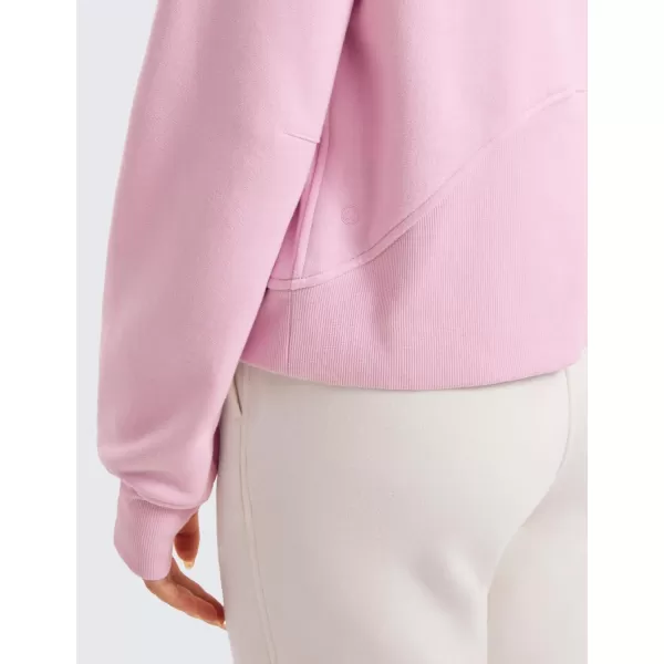 imageCRZ YOGA Womens Fleece Lined Full Zip Hoodies Oversized Long Sleeve Casual Workout Hooded Sweatshirt with Thumb HolesPink Peony