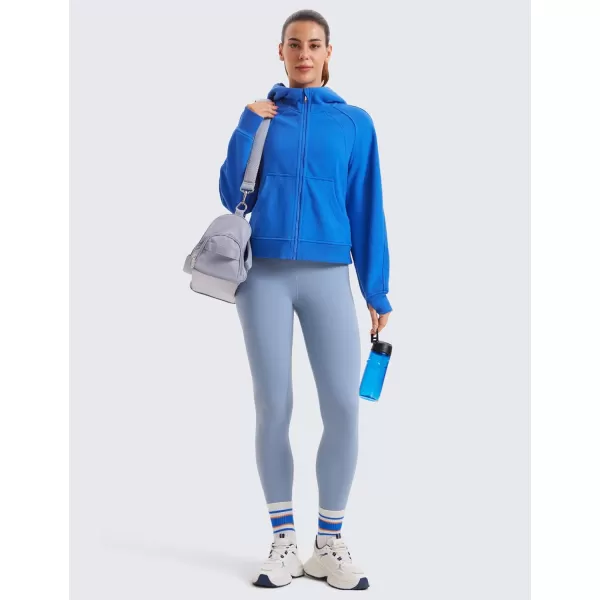 imageCRZ YOGA Womens Fleece Lined Full Zip Hoodies Oversized Long Sleeve Casual Workout Hooded Sweatshirt with Thumb HolesSparkle Blue