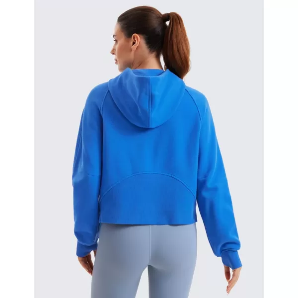 imageCRZ YOGA Womens Fleece Lined Full Zip Hoodies Oversized Long Sleeve Casual Workout Hooded Sweatshirt with Thumb HolesSparkle Blue