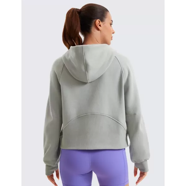 imageCRZ YOGA Womens Fleece Lined Full Zip Hoodies Oversized Long Sleeve Casual Workout Hooded Sweatshirt with Thumb HolesSterling