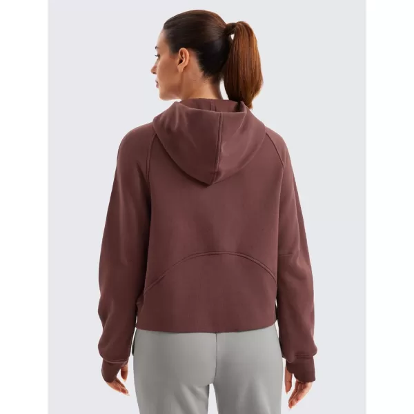 imageCRZ YOGA Womens Fleece Lined Full Zip Hoodies Oversized Long Sleeve Casual Workout Hooded Sweatshirt with Thumb HolesTaupe