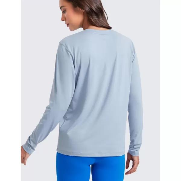 imageCRZ YOGA Womens Long Sleeve Tops High Crew Neck Casual Fall Shirts Basic Quick Dry Workout Athletic Tee ShirtCambric Blue