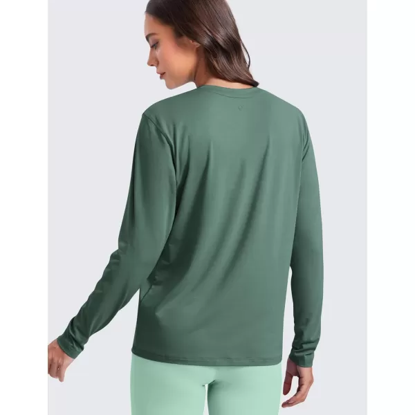 imageCRZ YOGA Womens Long Sleeve Tops High Crew Neck Casual Fall Shirts Basic Quick Dry Workout Athletic Tee ShirtGraphite Green