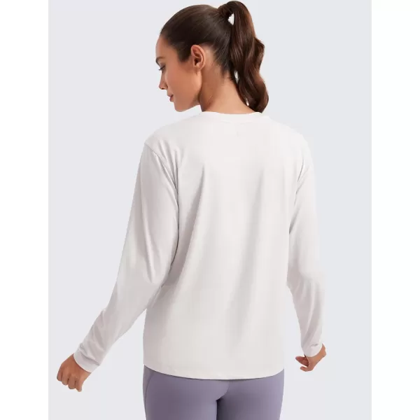 imageCRZ YOGA Womens Long Sleeve Tops High Crew Neck Casual Fall Shirts Basic Quick Dry Workout Athletic Tee ShirtMilky White