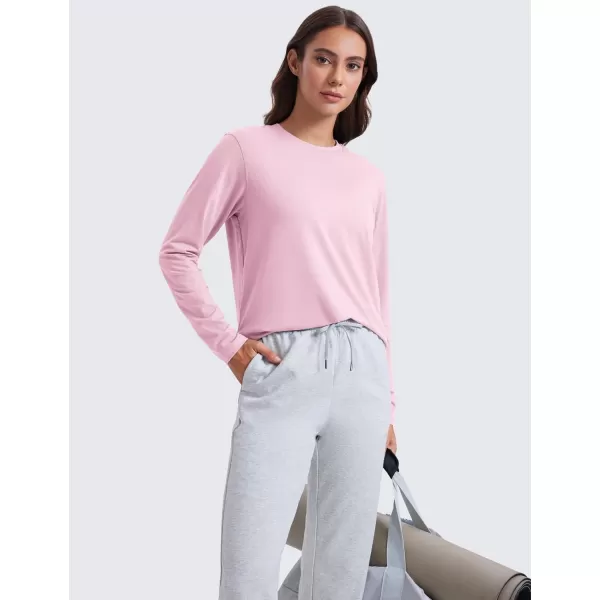 imageCRZ YOGA Womens Long Sleeve Tops High Crew Neck Casual Fall Shirts Basic Quick Dry Workout Athletic Tee ShirtPink Peony