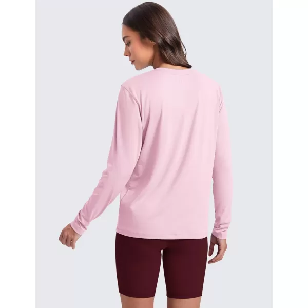 imageCRZ YOGA Womens Long Sleeve Tops High Crew Neck Casual Fall Shirts Basic Quick Dry Workout Athletic Tee ShirtPink Peony