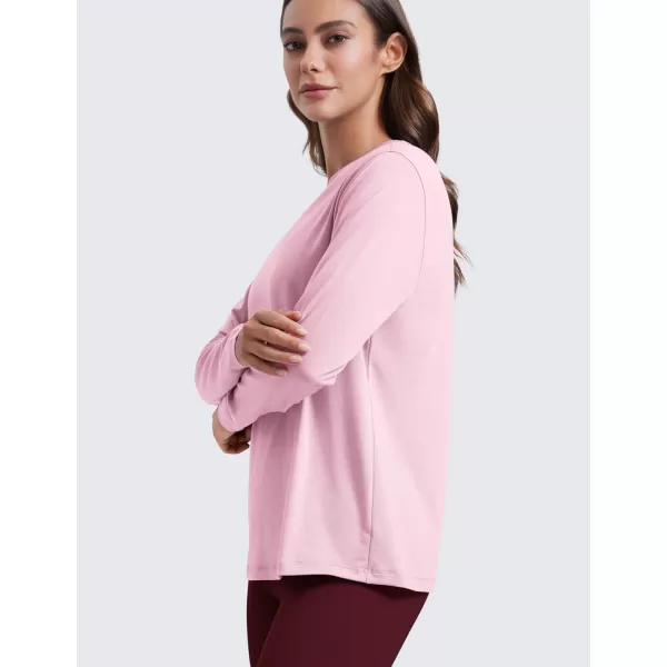 imageCRZ YOGA Womens Long Sleeve Tops High Crew Neck Casual Fall Shirts Basic Quick Dry Workout Athletic Tee ShirtPink Peony