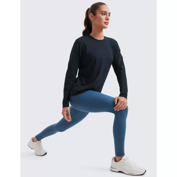 imageCRZ YOGA Womens Long Sleeve Tops High Crew Neck Casual Fall Shirts Basic Quick Dry Workout Athletic Tee ShirtTrue Navy