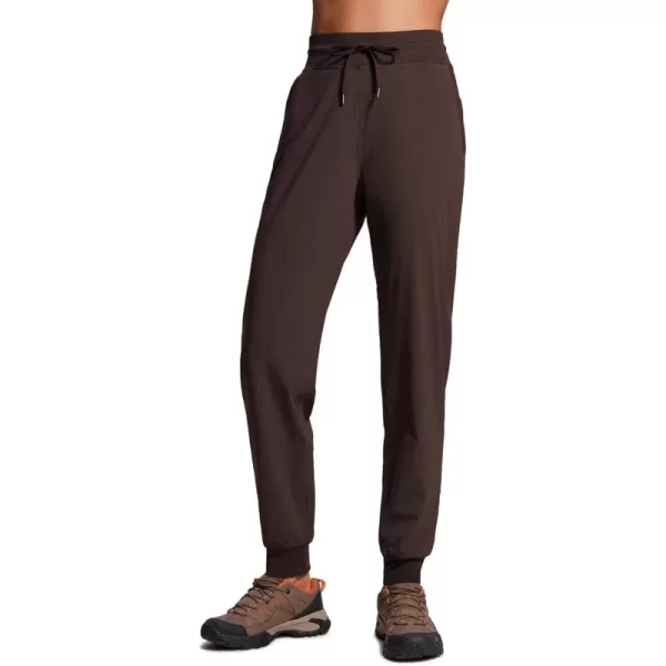 imageCRZ YOGA Casual Workout Jogger Pants for Women 285quot  Tapered Lightweight Stretch Athletic Outdoor Joggers with PocketsHot Fudge Brown